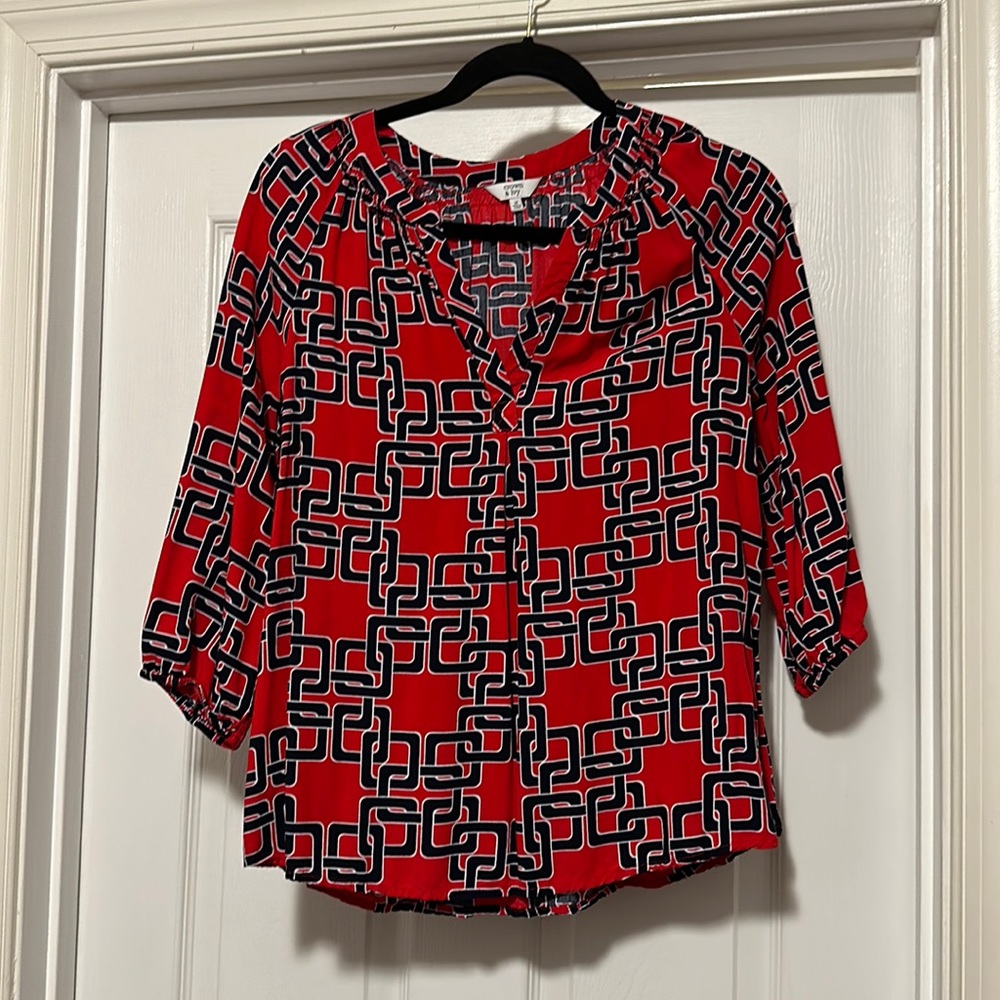 Crown and Ivy red and blue blouse